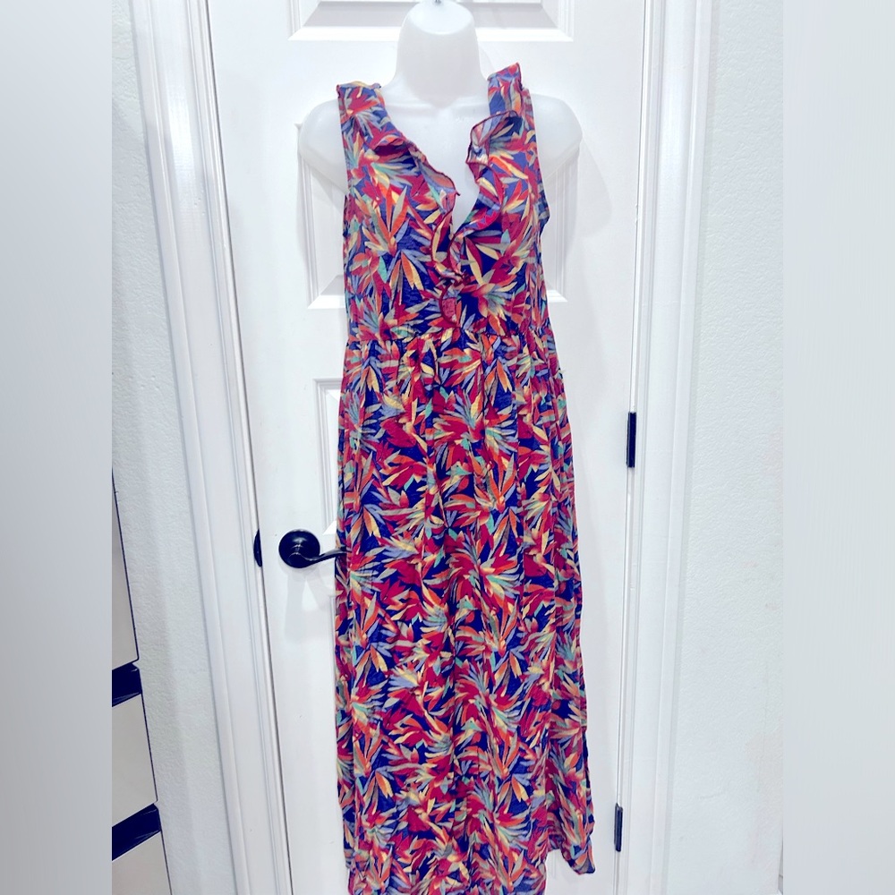 NEW Anthropologie The KORNER Fall Floral Maxi Dress V Neck Multicolor Sleeveless